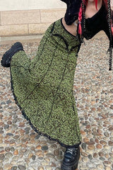 Lace Color Block Low Rise Mermaid Maxi Skirt