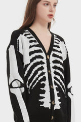 Skull Print Knit Cardigan