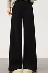 Fleece Lined Wool Blend Knit Pants