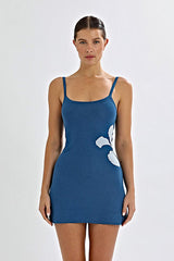 Printed Backless Slim Waist Bodycon Sweater Dress