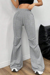 Solid Color Flare Casual Sweat Pants