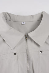 Zip Up Solid Color Utility Jacket