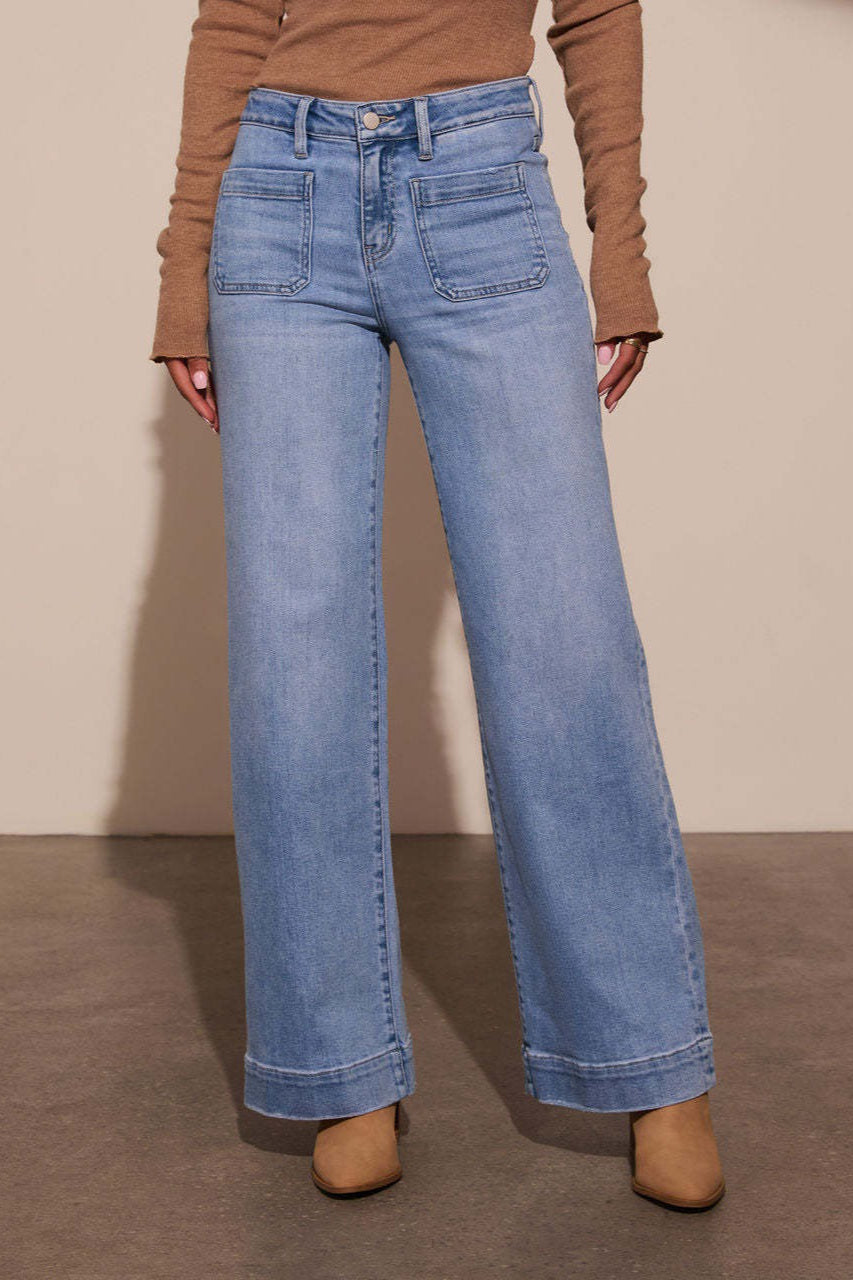 High Waist Wide Leg Vintage Jeans Blue / S