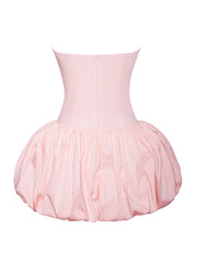 Oletta Pink Corset Strapless Graceful Bubble Hem Mini Dress Dresses