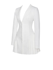 Delia White Blazer Charming Dress with Pleated Detail Dresses