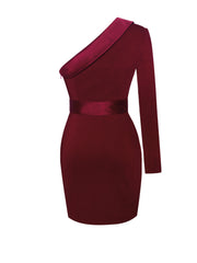 Silver Night Wine Red Graceful Sequin Crepe Tuxedo Blazer Dress Dresses
