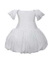 Umika White Bubble Charming Hem Mini Dress Dresses