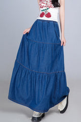 Plus Size Elastic Waist Flowy Tiered Skirt