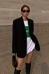 Black Slouchy Retro Style Blazer