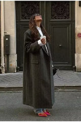 Knit Stripe Wool Blend Casual Overcoat