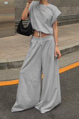 Sleeveless Vest Top Wide Leg Pants Set