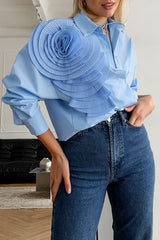 3D Floral Long Sleeve Blouse