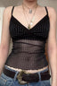 Sheer Polka Dot V-Neck Halter Cami Crop Top