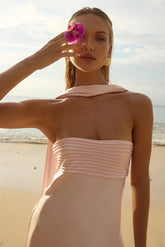 Satin Tie Front Strapless Elegant Prom Dress