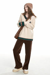 Soft Mohair V Neck Pullover Sweater