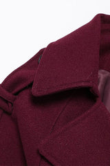 Double Breasted Belted Wool Trench Overcoat