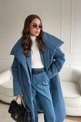 Long Stand Collar Relaxed Quilted Puffer Jacket