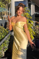 Off Shoulder Strapless Backless Maxi Sexy Prom Dress