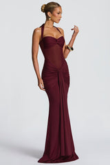 Mesh Panel Sash Maxi Dress