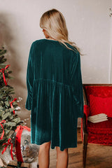 Velvet Loose Cutout Tie Waist Mini Dress