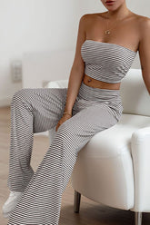 Striped Tube Top Crop Top Pants Set