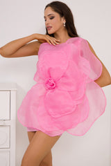 One Shoulder 3D Floral Bodycon Floral Dress