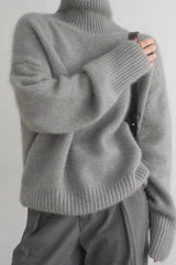 Minimalist Turtleneck Solid Color Loose Fit Knit Sweater