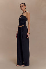 Metal Trim Halter Cutout Chic Tank Top