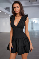 Backless High Waist Ruffle Cocktail Dress