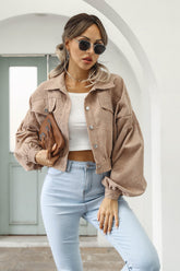 Button Up Corduroy Short Jacket