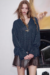 V Neck Long Sleeve Relaxed Sweater