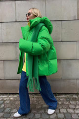 Heavy Duty Zipped Hooded Puffer Jacket