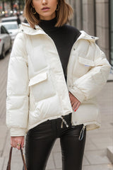 Cropped Insulated Cargo Puffer Jacket