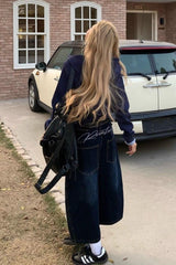 Vintage Back Embroidery Patchwork Wide Leg Jeans