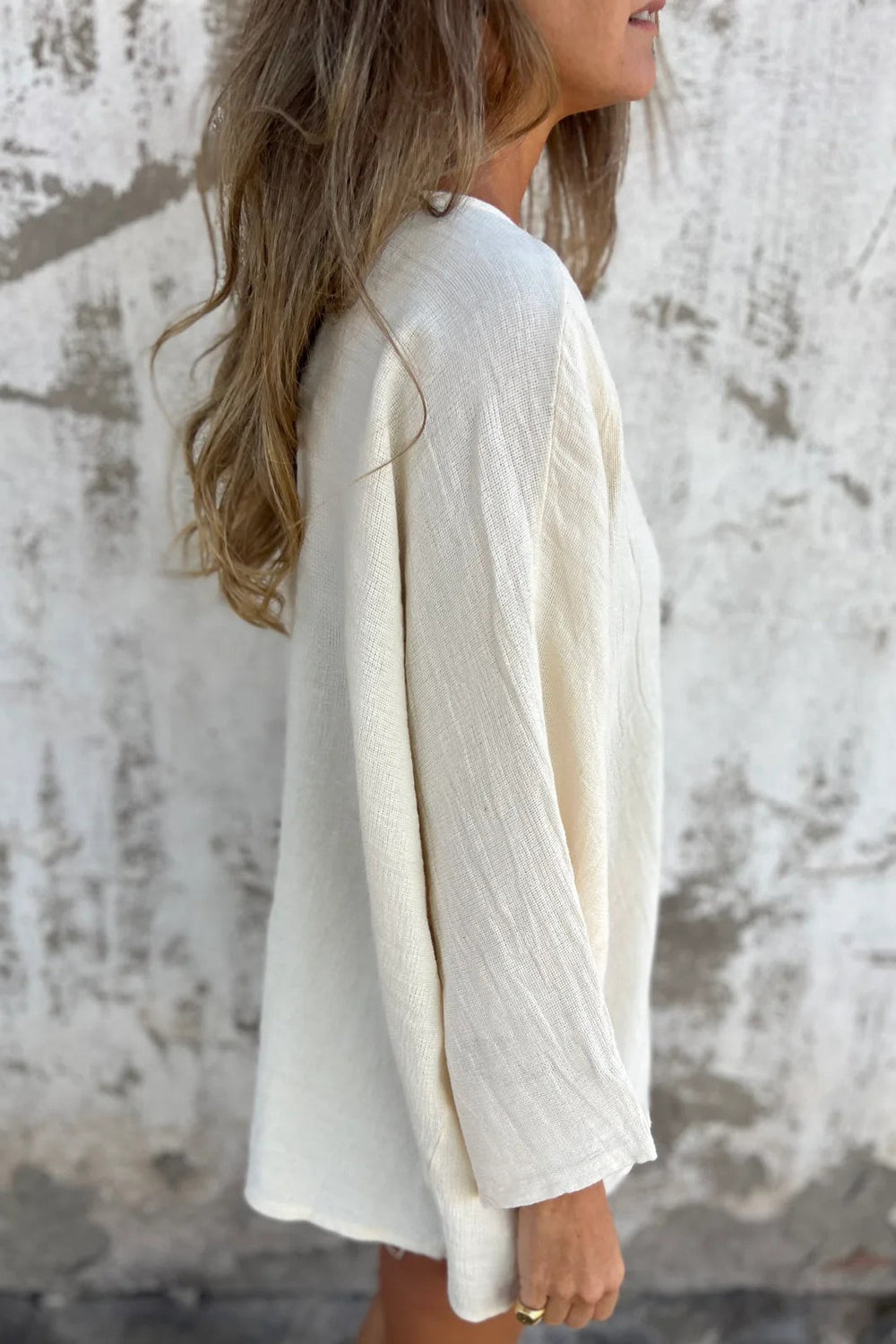Loose Fit V Neck Long Sleeve Cardigan