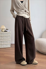 Plush Wool Draped Wide Leg Knit Pants