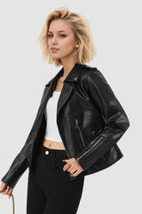 Short PU Leather Zip Jacket