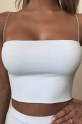 Elastic Spaghetti Strap Solid Corset Crop Top