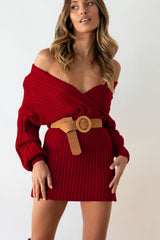 Cable Knit V Neck Bodycon Midi Dress