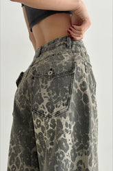 Vintage Leopard High Waist Wide Leg Pants