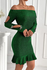 Off-Shoulder Slim Bodycon Sweater Dress