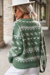 Christmas Color Block Crew Neck Snowflake Sweater