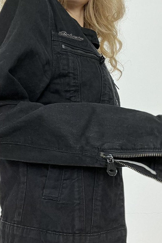 Vintage Black Denim Trucker Jacket