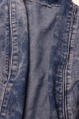 Denim Ostrich Feather Trim Belted Overcoat