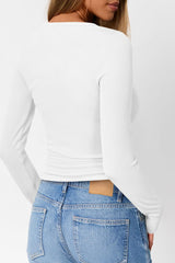 Button-Detail Bodycon Knit Top