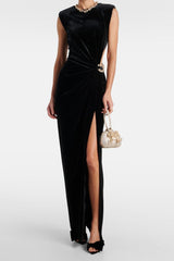 Cut Out Velvet Bodycon Party Dress