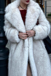Plush Fox Faux Fur Long Overcoat