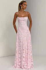 Chiffon Backless Spaghetti Strap Maxi Dress