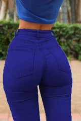 Push Up Slim Fit Stretch Jeans Deep blue / XS