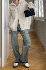 Double Zipper Shawl Collar Sweater